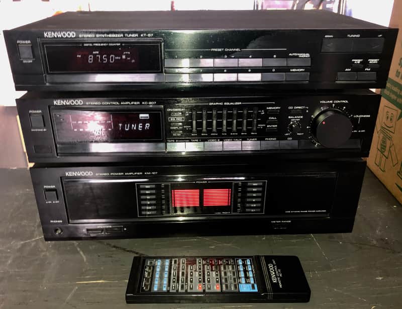 Kenwood KM-107 Stereo Amplifier + KC-207 Preamp + KT-57 Tuner W/ Remote image 1
