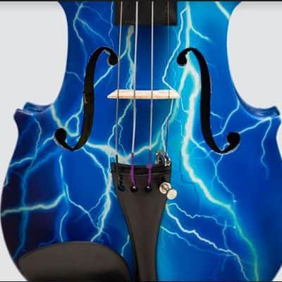 Rozanna's Blue Lightning Violin Outfit 4/4 crystal fine tuners, carbon fiber bow image 2
