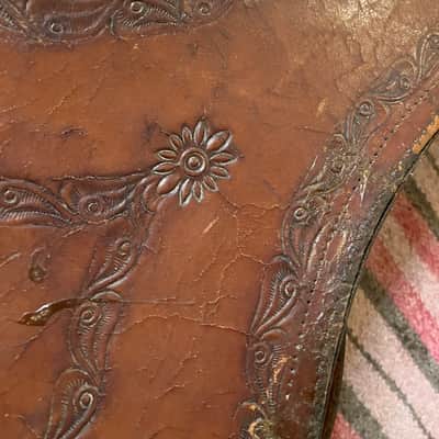 Antique 1890's M&W Bull's Head Leather Tooled Banjo Case image 11