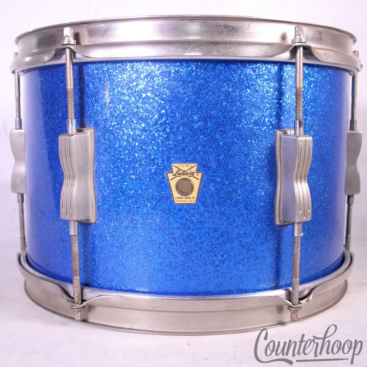 Ludwig 12x8"Blue Sparkle Tom Drum Club Date 3Ply Maple/Mahogany Nickel Vintage60 — main photograph