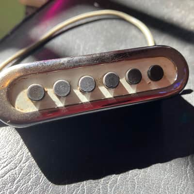 Teisco? Kawai? Vintage MIJ Single Coil Pickup with Chrome Surround Ring 1960s White Chrome image 2