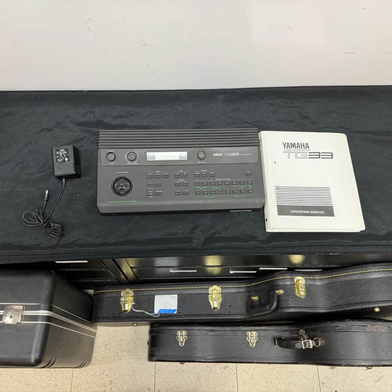 Vintage Yamaha TG33 Tone Generator Made in Japan 1990 - Black with AC Adapter and Manual image 1