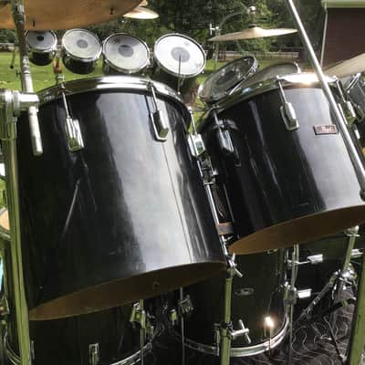 Pearl Peter Criss 1970’s KISS Alive 2  Drum Set Black/Chrome 14-Piece Fiberglass Concert Tom Drums image 9
