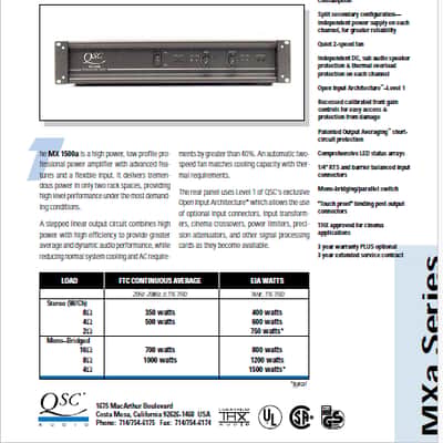 QSC audio Power amp Model MX-1500a ,Approved by Lucas Film THX Audio , Like New image 10