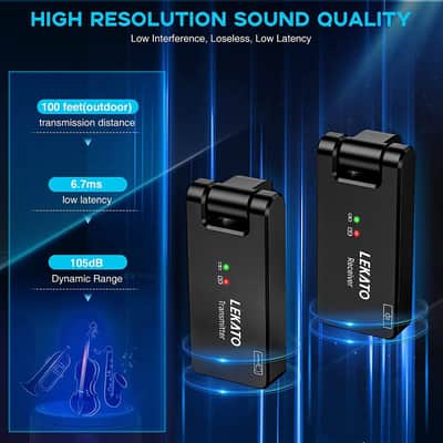 LEKATO 2.4GHz 4 Channel Wireless Guitar Transmitter Receiver W/ Charging Box 1/4”& 1/8”Plug image 8