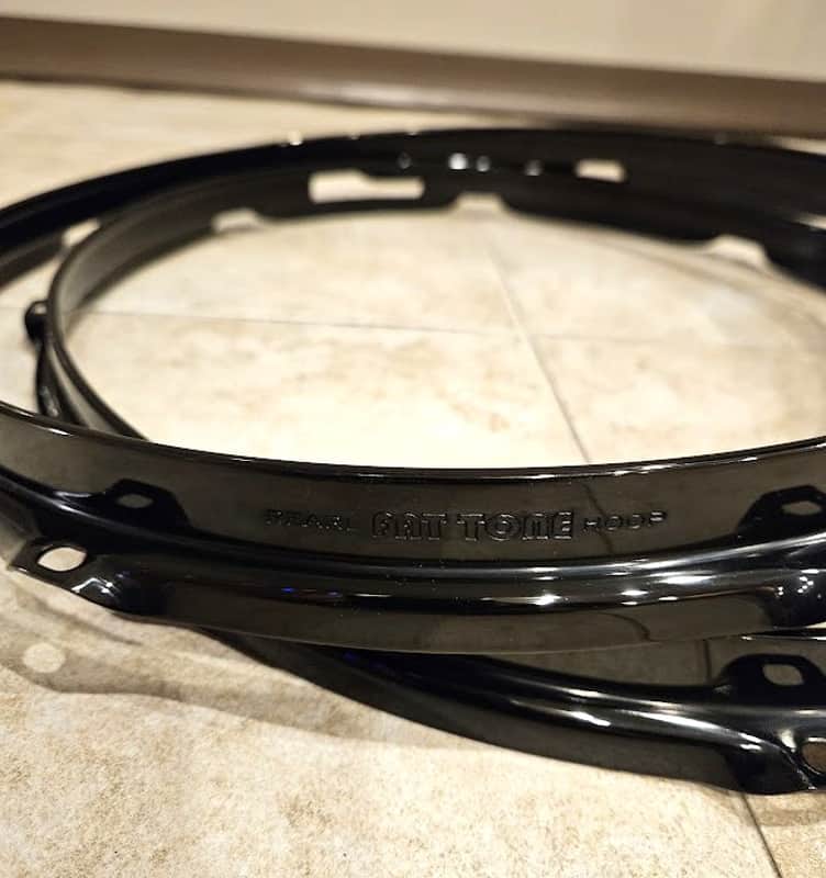 Pearl FTB-1410B/S 14" Fat Tone Snare Hoops 10-lugs steel (PAIR) - Masterworks Masters MRV Black Chrome NEW Free Shipping! image 1
