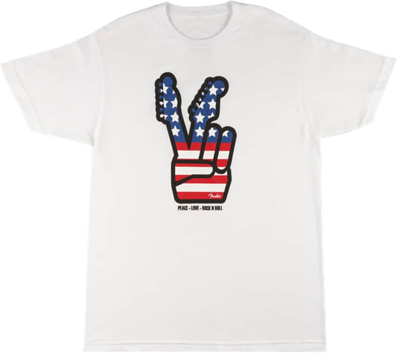 Fender Men’s Peace Sign T-Shirt, White, Medium image 1