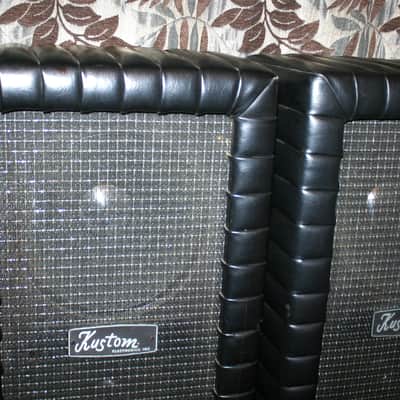 Pair of Kustom Tuck and Roll 302 PA 70's Black Speakers with 2-12" and 3-8" in each nice cabinet image 3