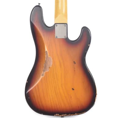 Nash PB-55 3-Tone Sunburst Medium Relic LEFTY w/Lollar Pickups &1-Ply White Pickguard image 3