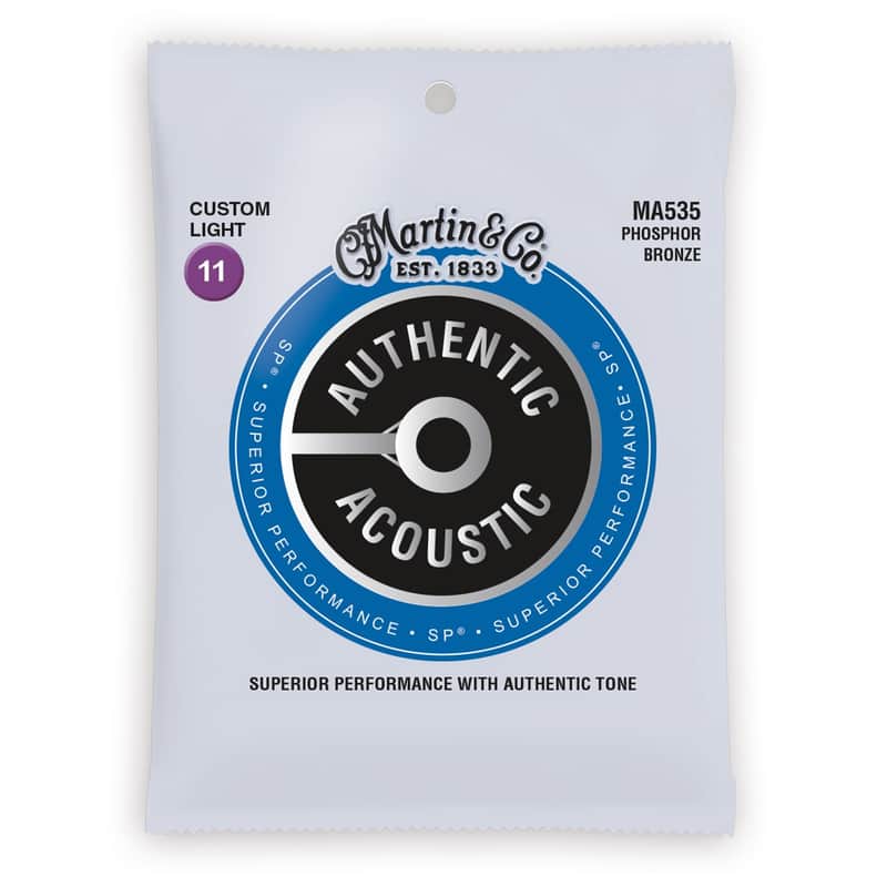 Martin MA535 Authentic Acoustic SP Phosphor Bronze Acoustic Guitar Strings - Custom Light (.11 - .52) image 1