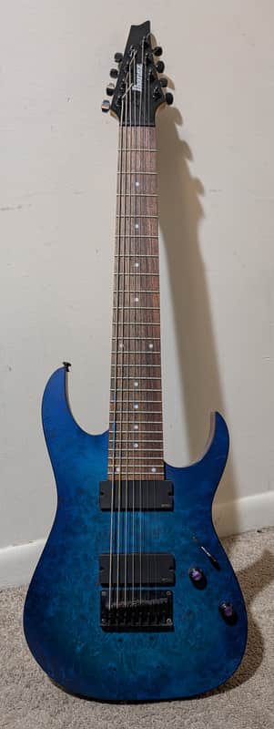 Ibanez RG8PB-SBF Sapphire Blue Flat Upgraded with EMG Pickups image 1