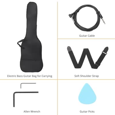Glarry GP Left Handed Electric Bass Guitar Cord Wrench Tool Sunset image 6