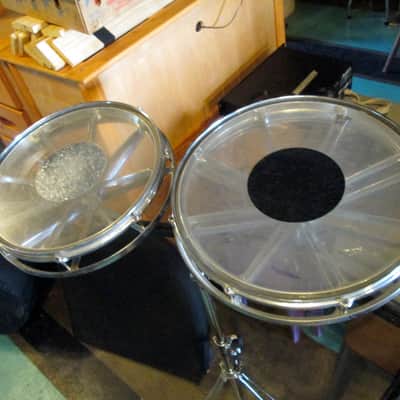 Remo Rototom rare 16 & 18" 2pc Set vinage tom drums tunable percussion w/mounts & stand image 2