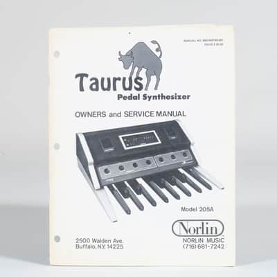 Moog Taurus Pedal Synthesizer model 205A owners and service manual