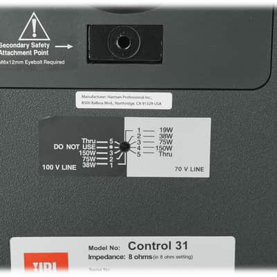 JBL CONTROL 31 150w 70v Commercial Indoor/Outdoor 10" Wall Mount Speaker Black image 9