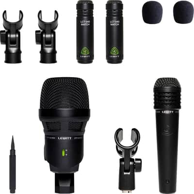 Immagine Lewitt Audio BEATKIT 4-Piece Drum Microphone Kit Includes Mounts and Windscreens - 3