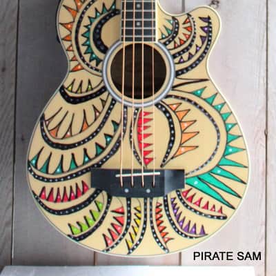 Washburn AB5K Custom Art 4-String Acoustic Bass "Spikes of the South West " w/gig bag image 4