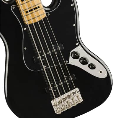 Squier® Classic Vibe '70s Jazz Bass V, Maple Fingerboard, Black, 0374550506 Bundle w/ 12 Picks & Liquid Audio Polishing Cloth image 4