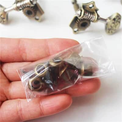 Bronze 3R3L Open Gear Guitar Machine Heads Engraved Tuning Pegs image 5