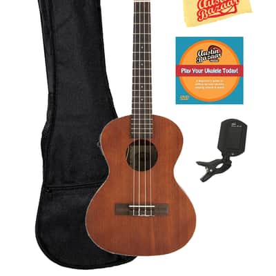Kala KA-TE Satin Mahogany Tenor Acoustic-Electric Ukulele w/ Gig Bag image 1
