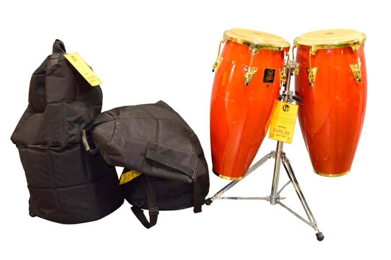 LP Aspire 11″ & 12″ Conga Set, Amber with Stand & Bags image 1