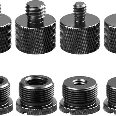 Mic Stand Adapter Set,8 Pcs Mic Thread Adapters-5/8 Female to 3/8 Male and 3/8 Female to 5/8 Male, 5/8 Female to 1/4 Male and 1/4 Female to 5/8 Male-Screw Adapter for Microphone Stand Mic Boom Arm image 1