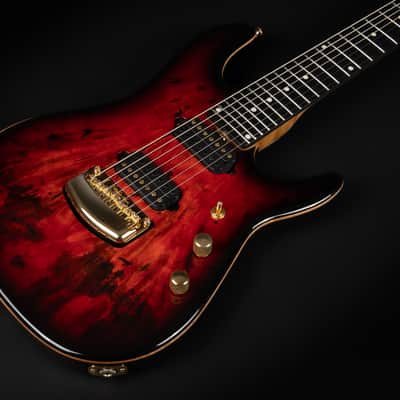 2021 Ernie Ball Music Man Jason Richardson Signature Cutlass 7 - Rorschach Red | USA 7-String JR7 Buckeye Burl Top Birdseye Maple Neck Tremolo Stainless Steel Frets 3.6kg | OHSC image 6