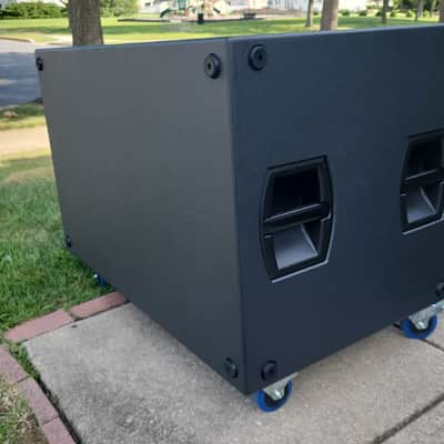RCF SUB-8006-AS Dual 18" Active Subwoofer with protective case and 4 caster locking wheels image 9