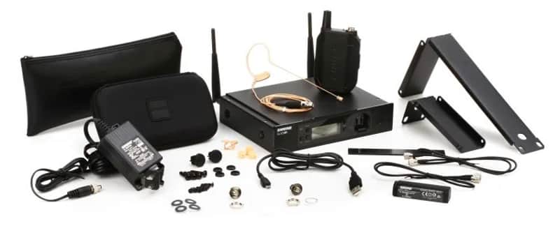 BRAND NEW Shure GLXD14R/MX53 GLX-D Advanced Digital Wireless Presenter Rack System w/ MX153 Headworn Earset Microphone GLXD1 Bodypack Transmitter & GLXD4R Rackmountable Receiver w/ Ears SB902A Rechargeable Lithium-ion Battery Padded zipper accessory case image 1