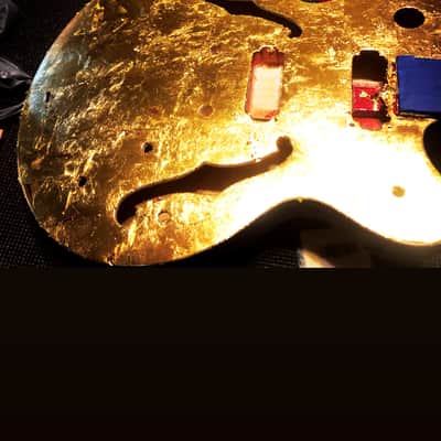 24k Gold Semi hollow electric guitar image 5