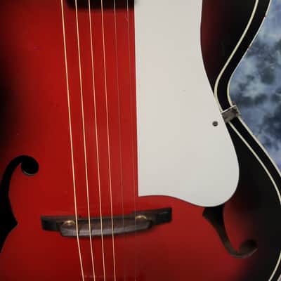 Vintage 1968 Truetone by Kay Archtop Redburst Guitar Pro Setup New Strings Soft Shell Case image 4