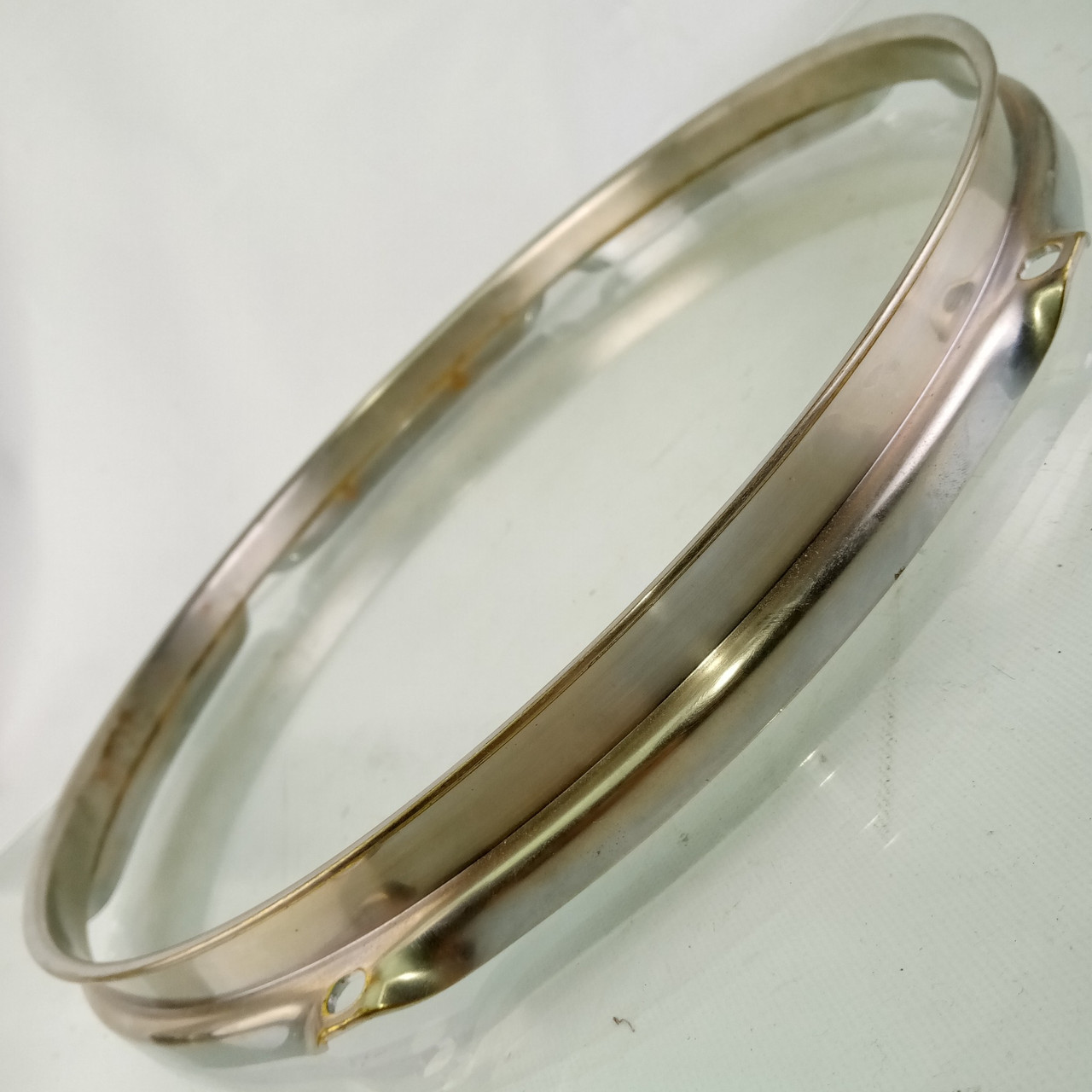 Ludwig 12" 6Lug BRASS Tom Drum Rim/Hoop Triple-Flange Vintage 50s Nickel WFL NOB — main photograph