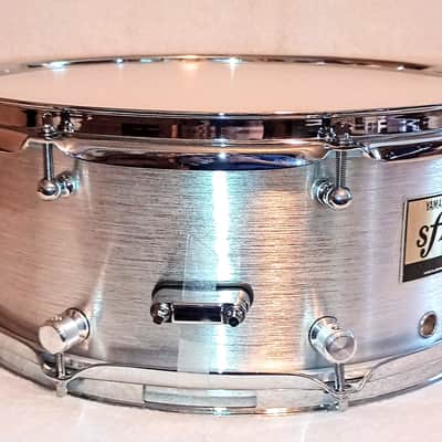 YAMAHA MAPLE MOD SHELL W/ VIDEO CUSTOMIZED SNARE DRUM - BRUSHED ALUMINUM WRAP-FREE SHIP TO C-USA! image 2
