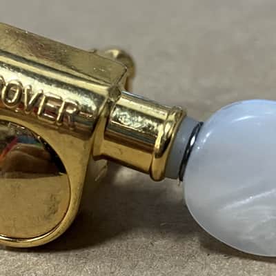 Grover- mini tuner, gold with pearl button, single tuner image 1
