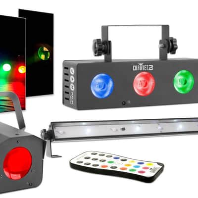 Chauvet Dj JAM Pack Silver With Moonflower, Three-Color Wash Effect Light, And A UV Strobe Combo Light image 1
