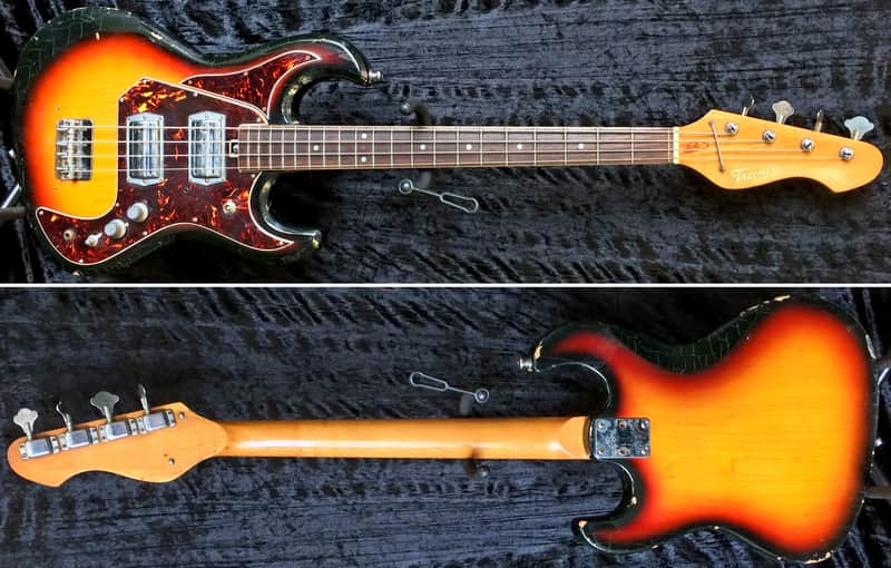 1970 - 1971 Teisco Tacoma Electric Bass Model 57H01490L Silvertone image 1