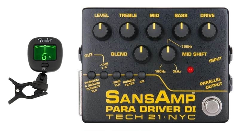 Tech 21 Sansamp Para Driver DI Preamp Pedal V2 100% Analog Circuitry ( FENDER CLIP ON TUNER ) image 1