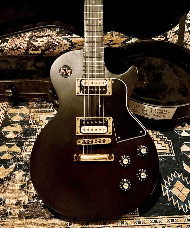 2021 Gibson Demo Shop Les Paul Raven Modified Tribute Flamed Neck Black & Gold image 1