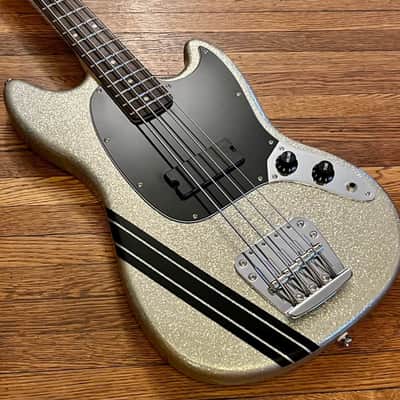 2015 Squier by Fender Mikey Way Signature Mustang Bass - Large Flake Silver Sparkle image 6