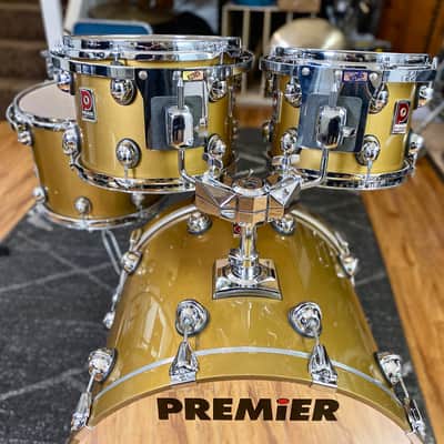 Premier Genista 10/12/14/22 Drum Kit Gold Lacquer - 1998 image 3