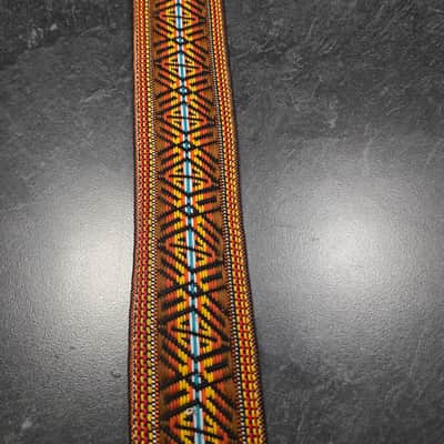 Vintage Original ACE 1960s Jacquard-Woven Pattern Leather Guitar Strap image 4
