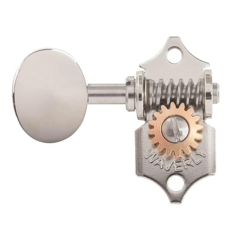 Waverly Guitar Tuners with Vintage Oval Knobs, for Solid Pegheads, Nickel, 3L/3R image 1