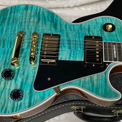 NEW! Gibson Dealer Select Custom Shop Les Paul Custom AAA Flame Top - Aqua Blue - Authorized Dealer - WOW! 8.2 lbs - G07380 image 8