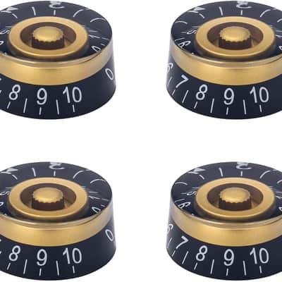 4Pcs Electric Guitar Knobs Gold Black Speed Volume Tone Control Knobs for Strat Style Guitar Bass Parts Replacement image 1