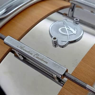 Used Acoutin Stave Beech/Stainless Snare Drum 6.5x14 - Good image 2