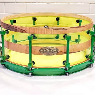 Udrum  Ambrosia Maple/Acrylic Hybrid Snare 2021 Maple/Fluorescent Green image 2