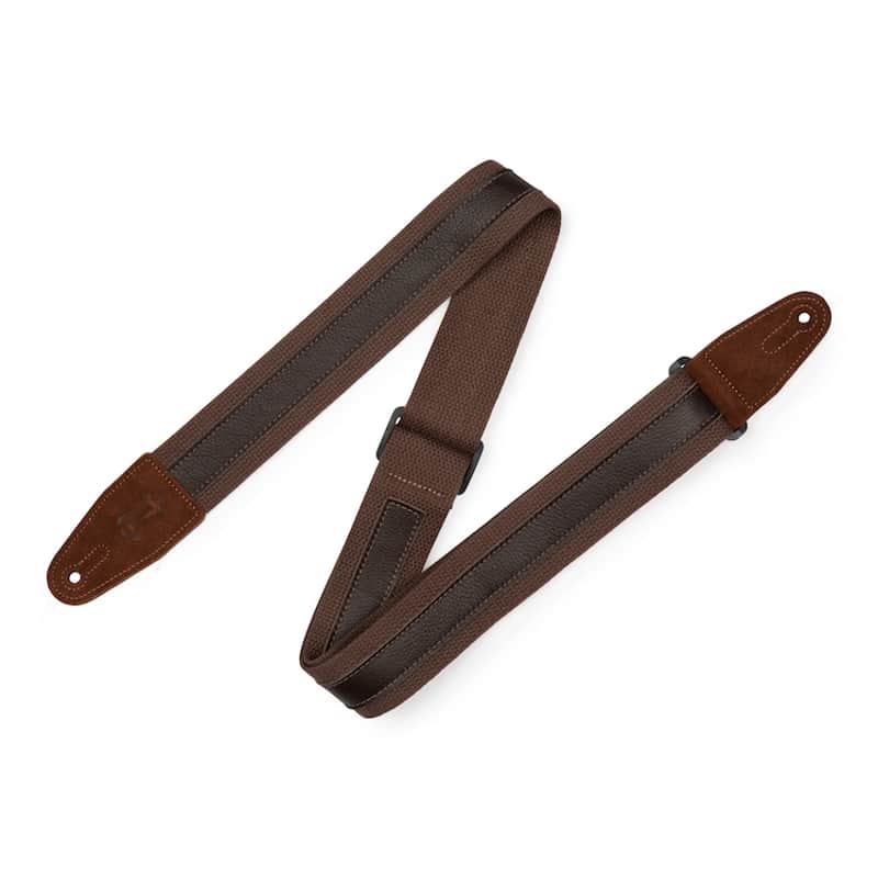 Levy's 2" Cotton Combo Series Strap w/1" Dark Brown Leather Strip - Brown image 1