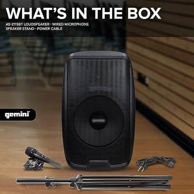 Gemini Sound AS-2115BT-PK 2000 Watt 15 Inch Woofer Professional Active Bluetooth DJ PA Speaker, Stand, Mic and Remote Set with Onboard 3-Channel. TWS Stereo Pairing/Linking and Pro Fly Points image 2