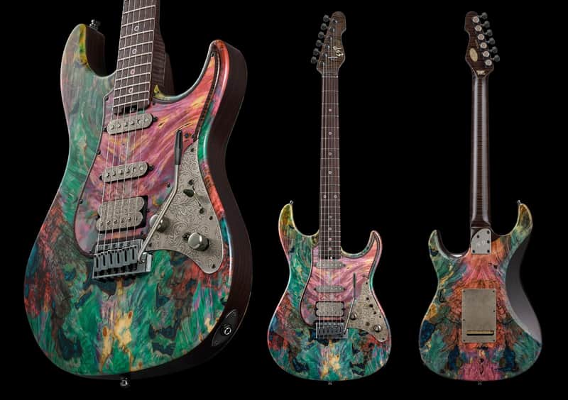 ESP Exhibition Limited EX24-02 Snapper Custom Shop 2024 - Multiple Colored Stabilized finish w/Super Natural/See Thru Black image 1