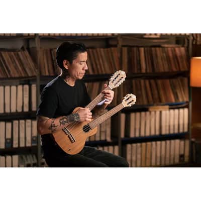 Ortega Custom Built Series Double Neck 4 & 8 String Tenor Acoustic-Electric Ukulele w/ Bag image 8